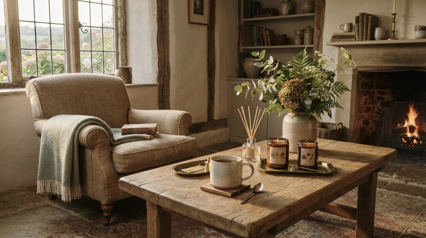 A cosy British home with botanical products