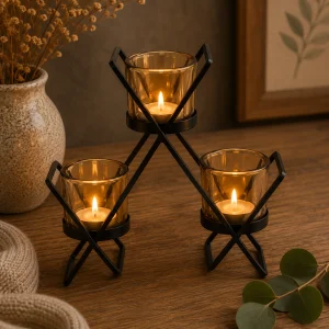 Centrepiece Iron Votive Candle Holder β 3 Cup Triangle