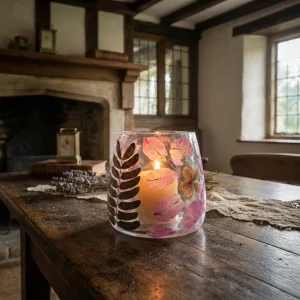 Natural Floral Glass - Vase Candle Holder - Primavera - (12x11cm)