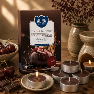 Set of 6 Scented Tealights – Chocolate and Sour Cherry