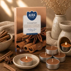 Set of 6 Scented Tealights – Cinnamon