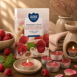 Set of 6 Scented Tealights - Raspberry Cloud