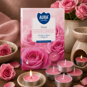 Set of 6 Scented Tealights - Rose