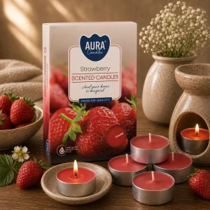 Set of 6 Scented Tealights – Strawberry