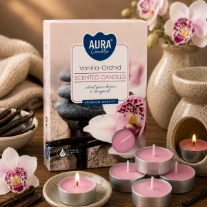 Set of 6 Scented Tealights – Vanilla and Orchid
