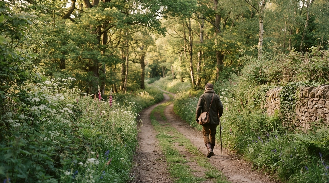 A peaceful countryside road representing the journey of your order