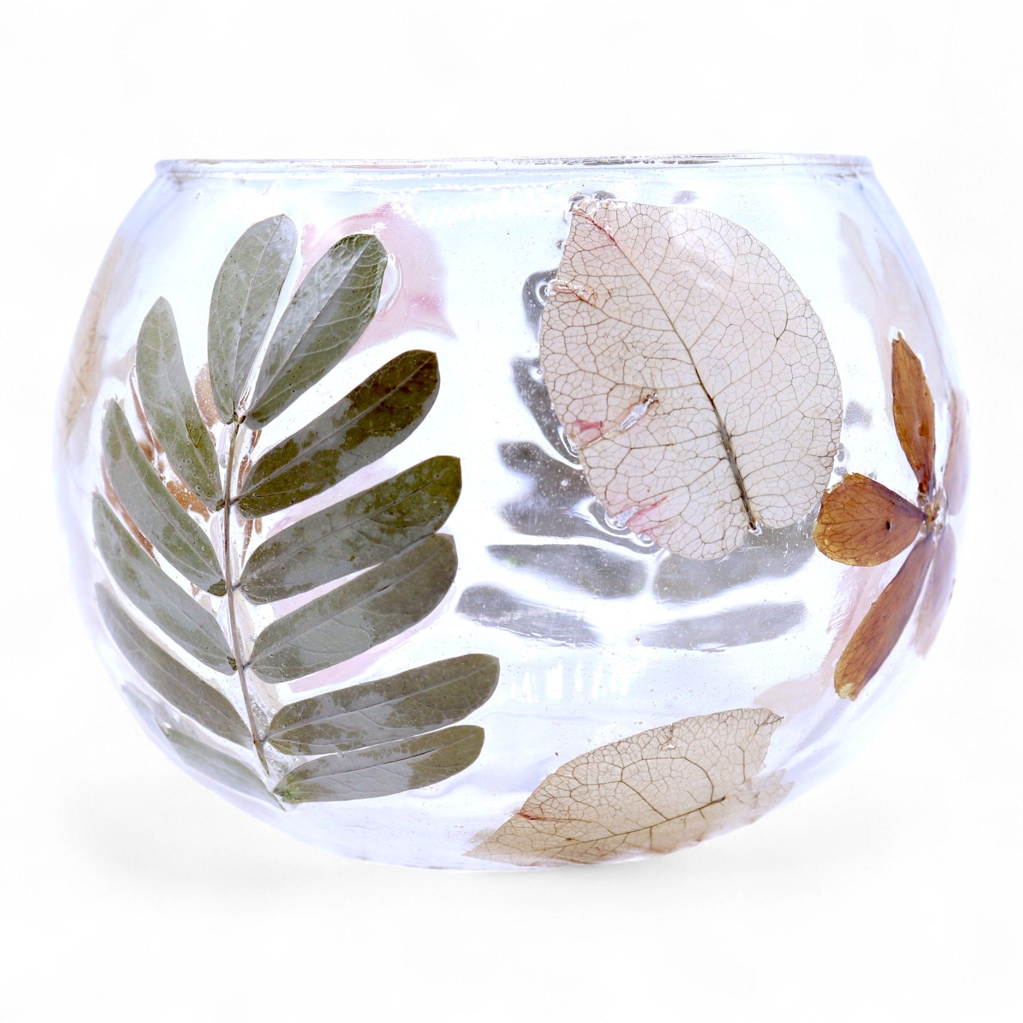 Natural Floral Glass - Bowl Candle Holder - Primavera - (8x10cm) - Image 7