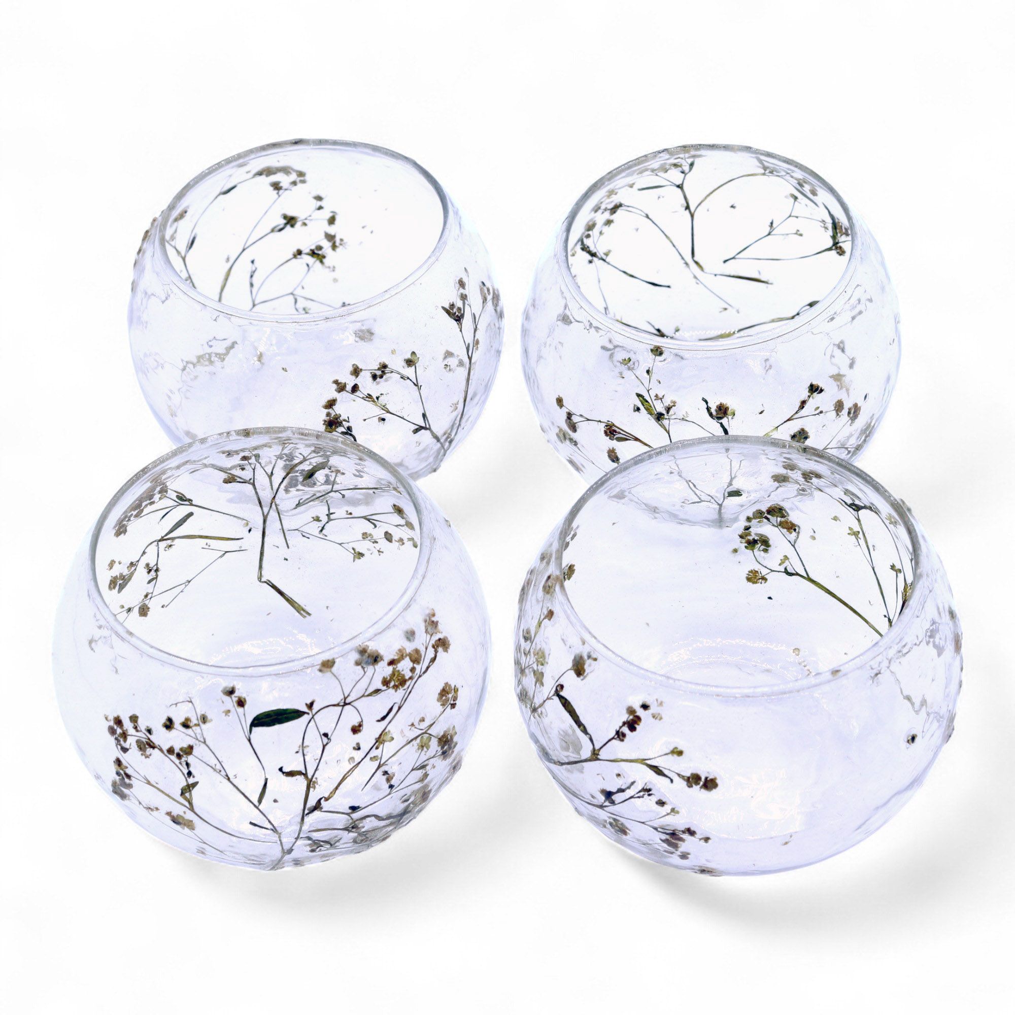 Natural Floral Glass - Bowl Candle Holder - Margarita - (8x10cm) - Image 4
