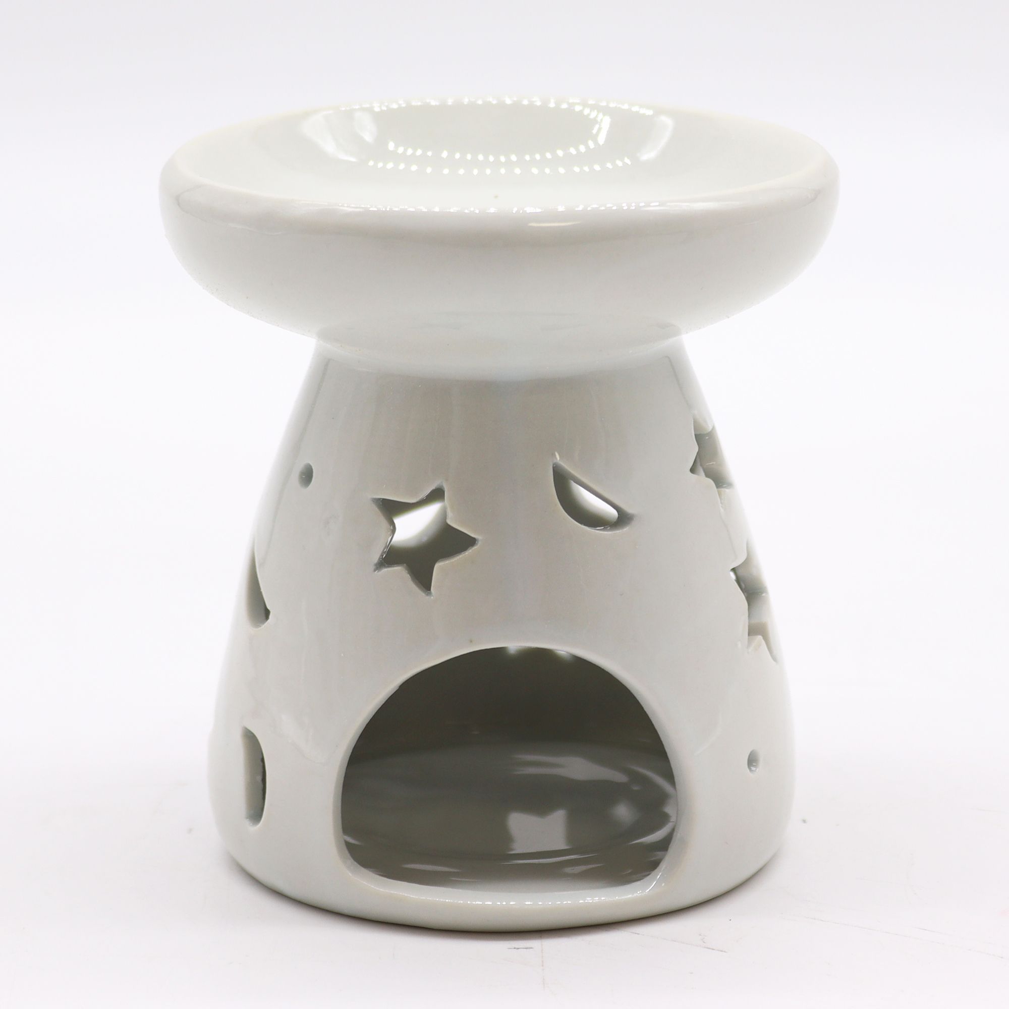 Lrg Classic White Oil Burner - Moon & Star - Image 3