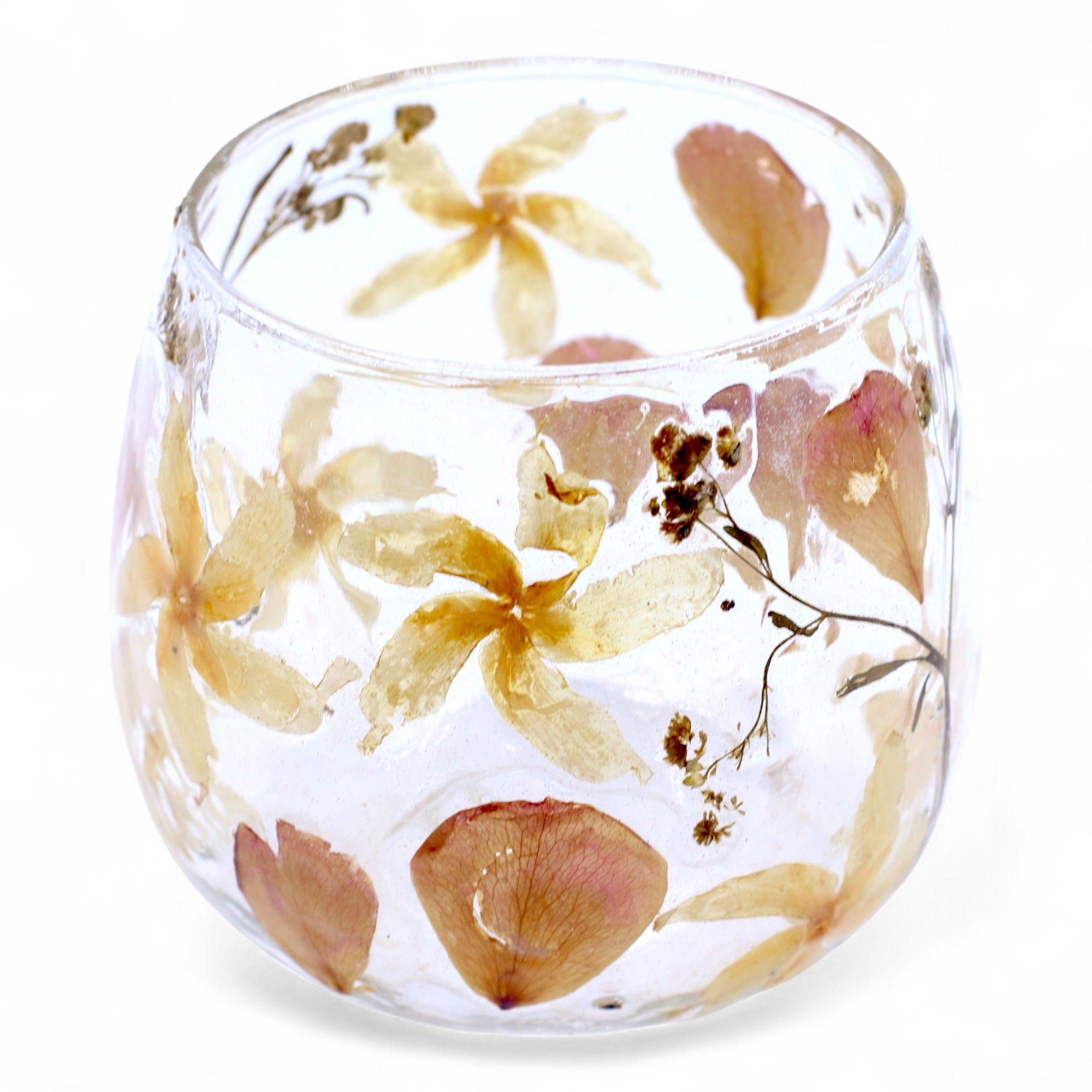 Natural Floral Glass - Straight Candle Holder - Rosa - (8x8cm) - Image 6
