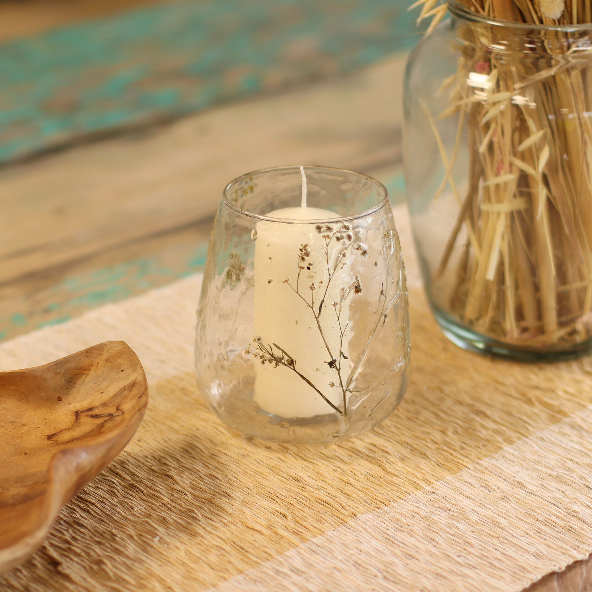 Natural Floral Glass - Vase Candle Holder - Margarita - (12x11cm) - Image 5