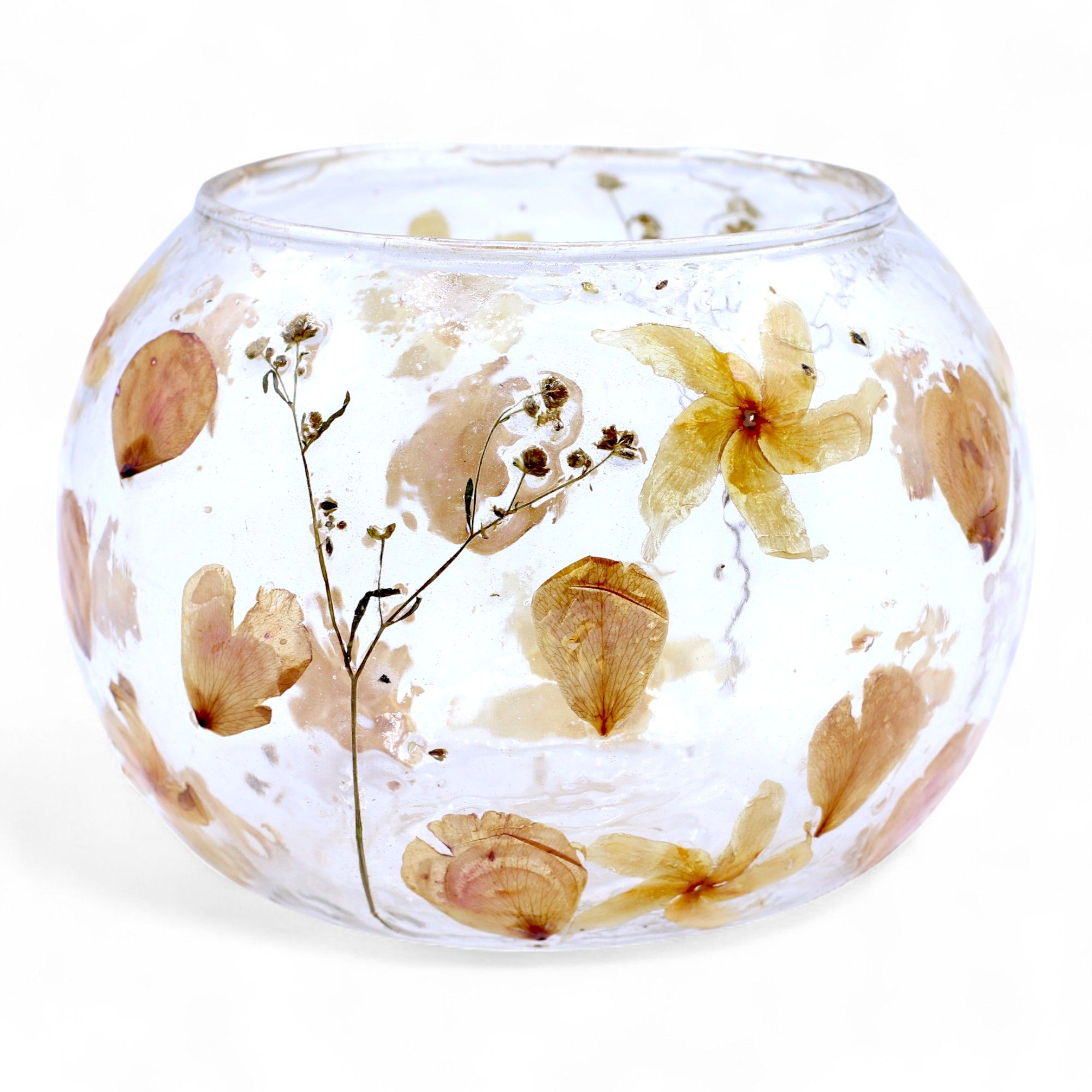 Natural Floral Glass - Large Bowl Candle Holder - Rosa - (12x13cm) - Image 4