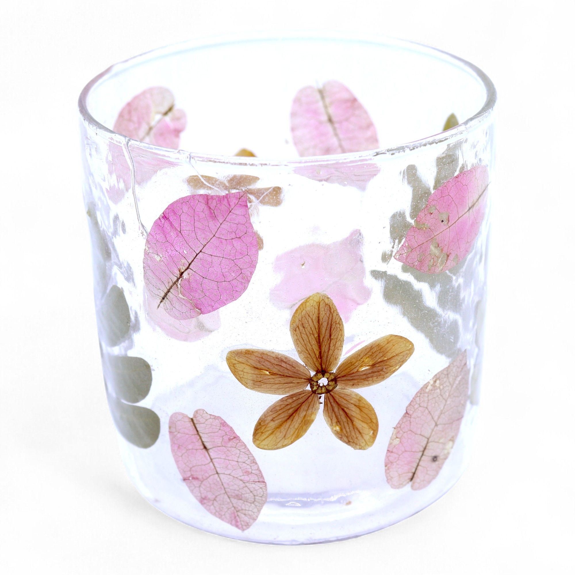 Natural Floral Glass - Straight Candle Holder - Primavera - (8x8cm) - Image 4