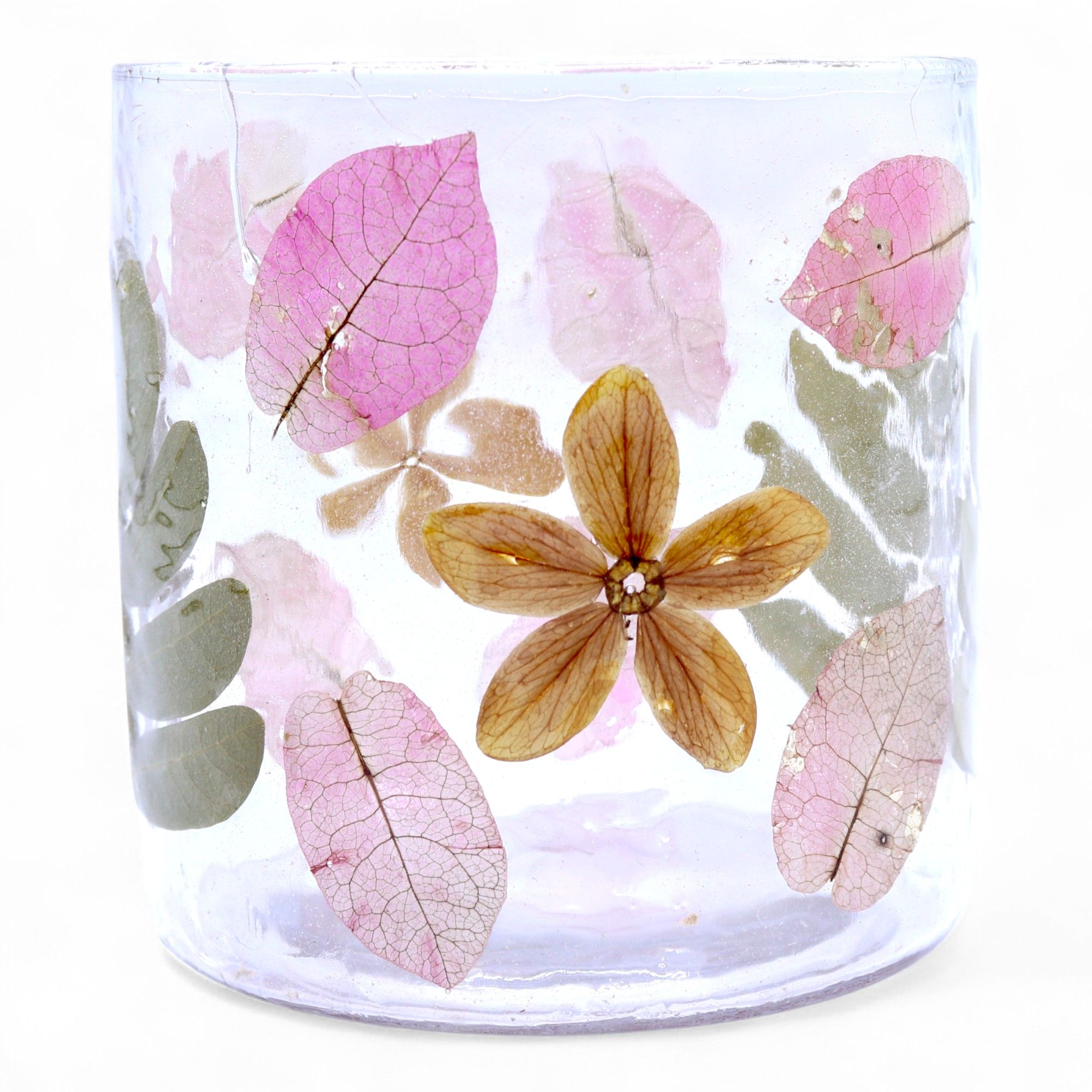 Natural Floral Glass - Straight Candle Holder - Primavera - (8x8cm) - Image 9
