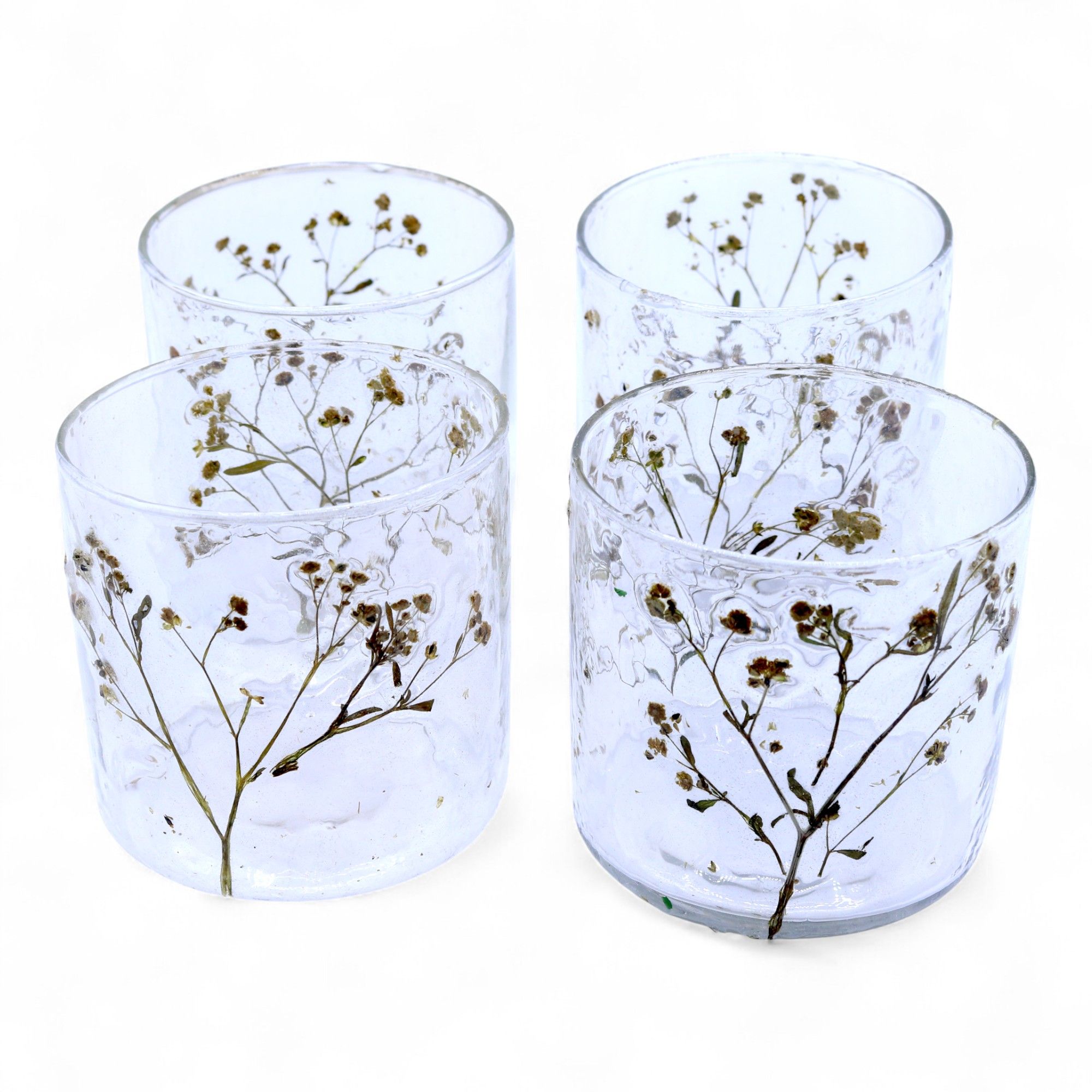 Natural Floral Glass - Straight Candle Holder - Margarita - (8x8cm) - Image 10