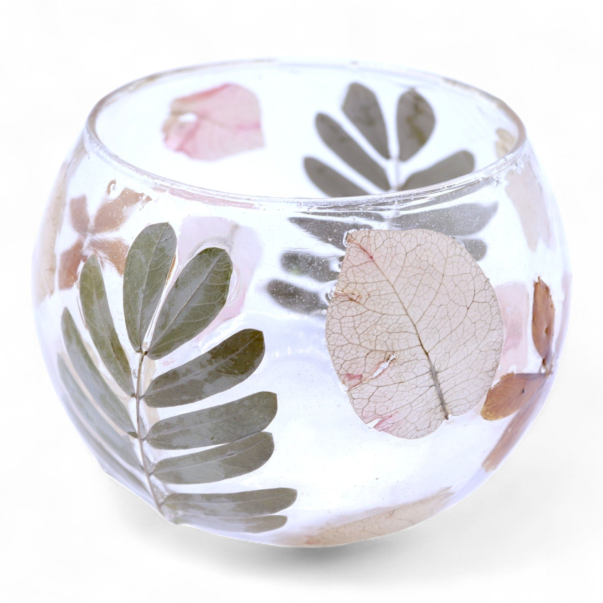 Natural Floral Glass - Bowl Candle Holder - Primavera - (8x10cm) - Image 5