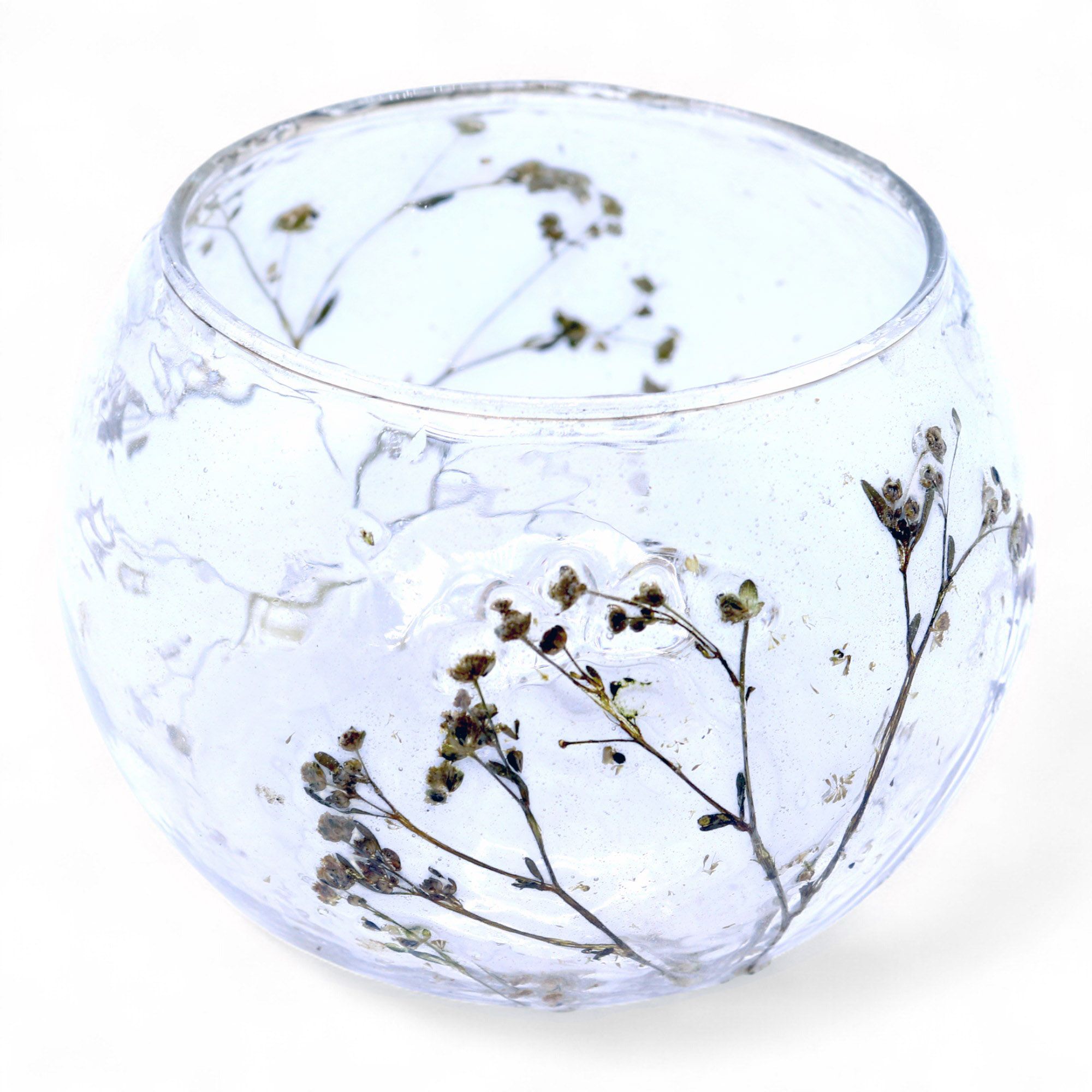 Natural Floral Glass - Bowl Candle Holder - Margarita - (8x10cm) - Image 11