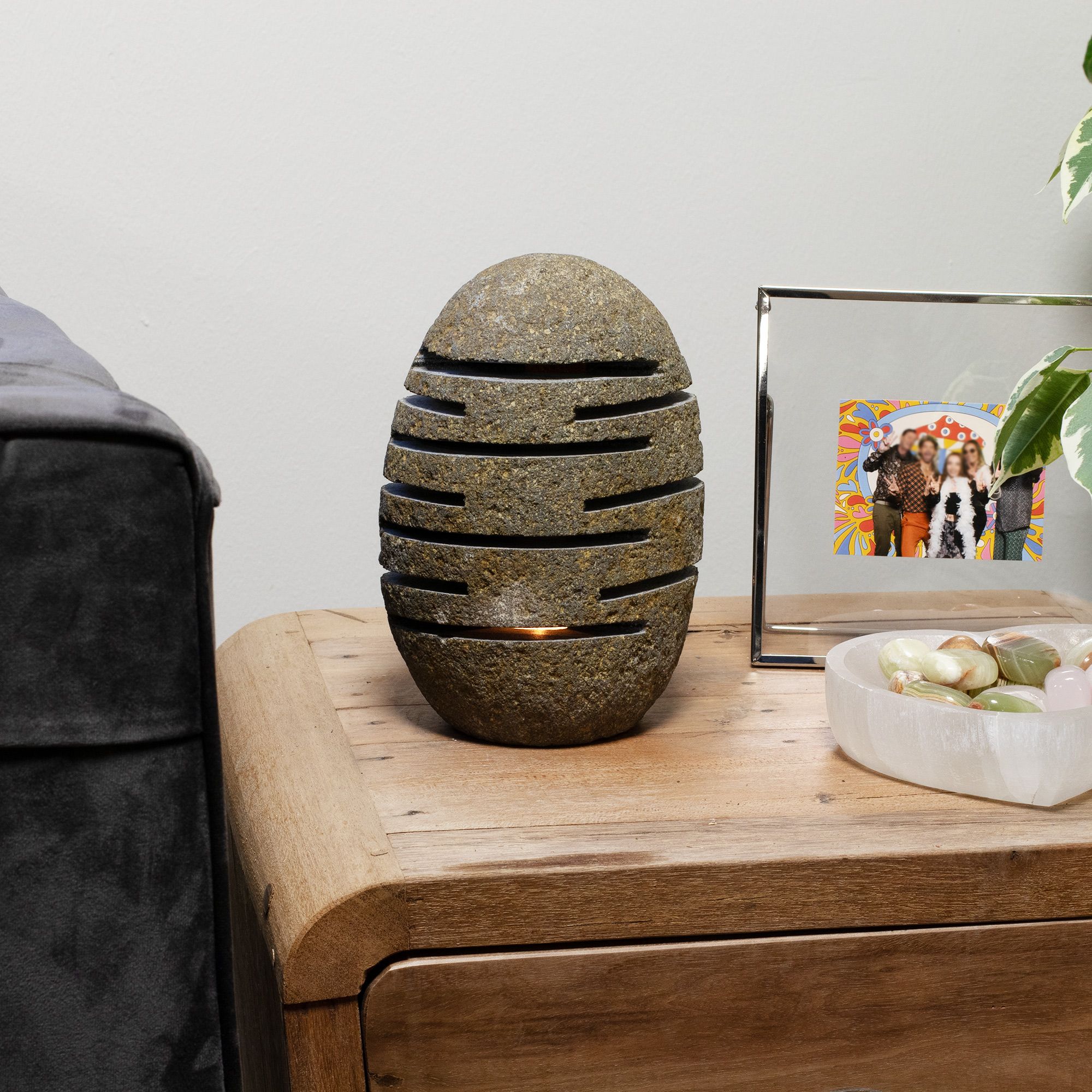 Natural Riverstone Candle Holder - Standing Stone Cut (10x13x22cm) - Image 5