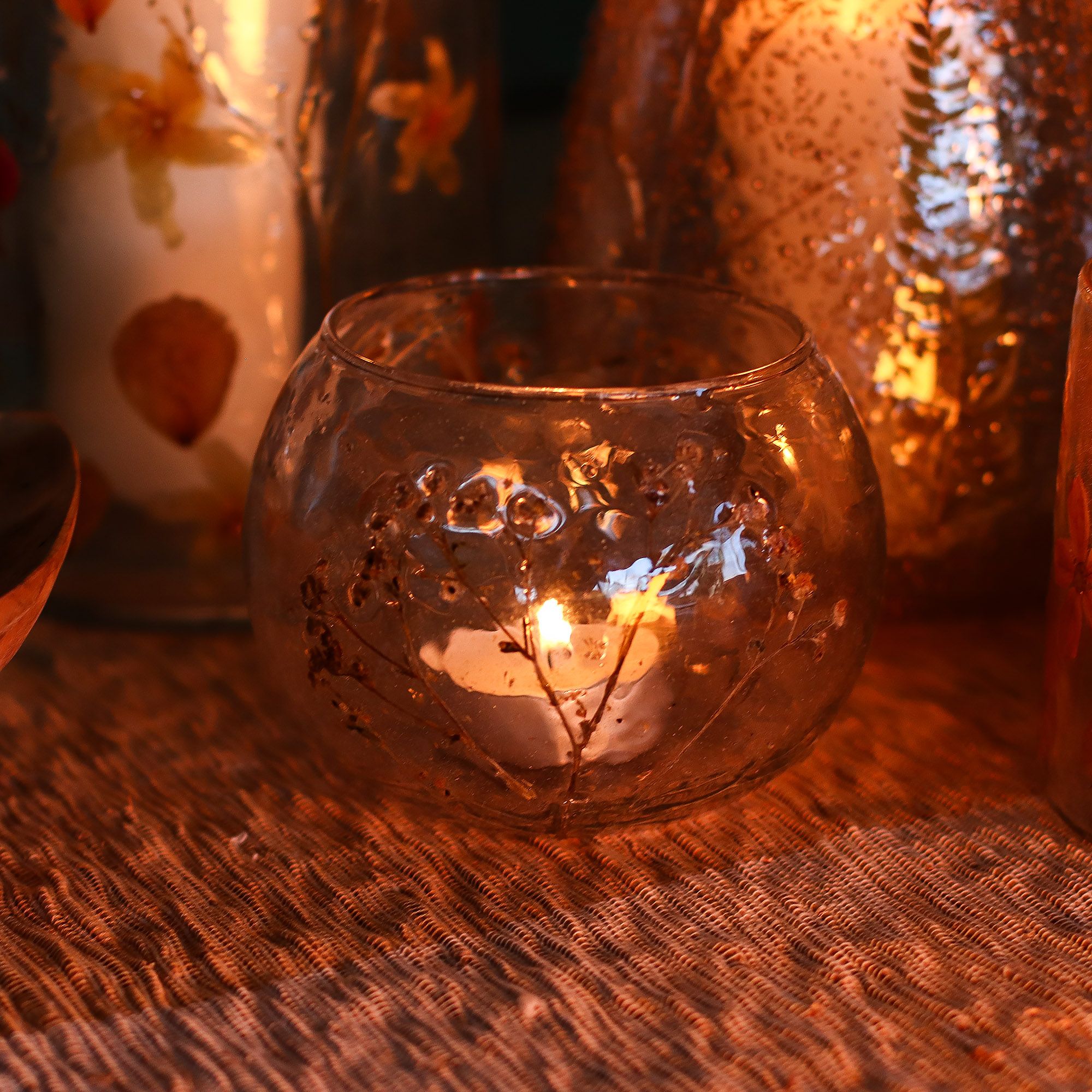 Natural Floral Glass - Bowl Candle Holder - Margarita - (8x10cm) - Image 5