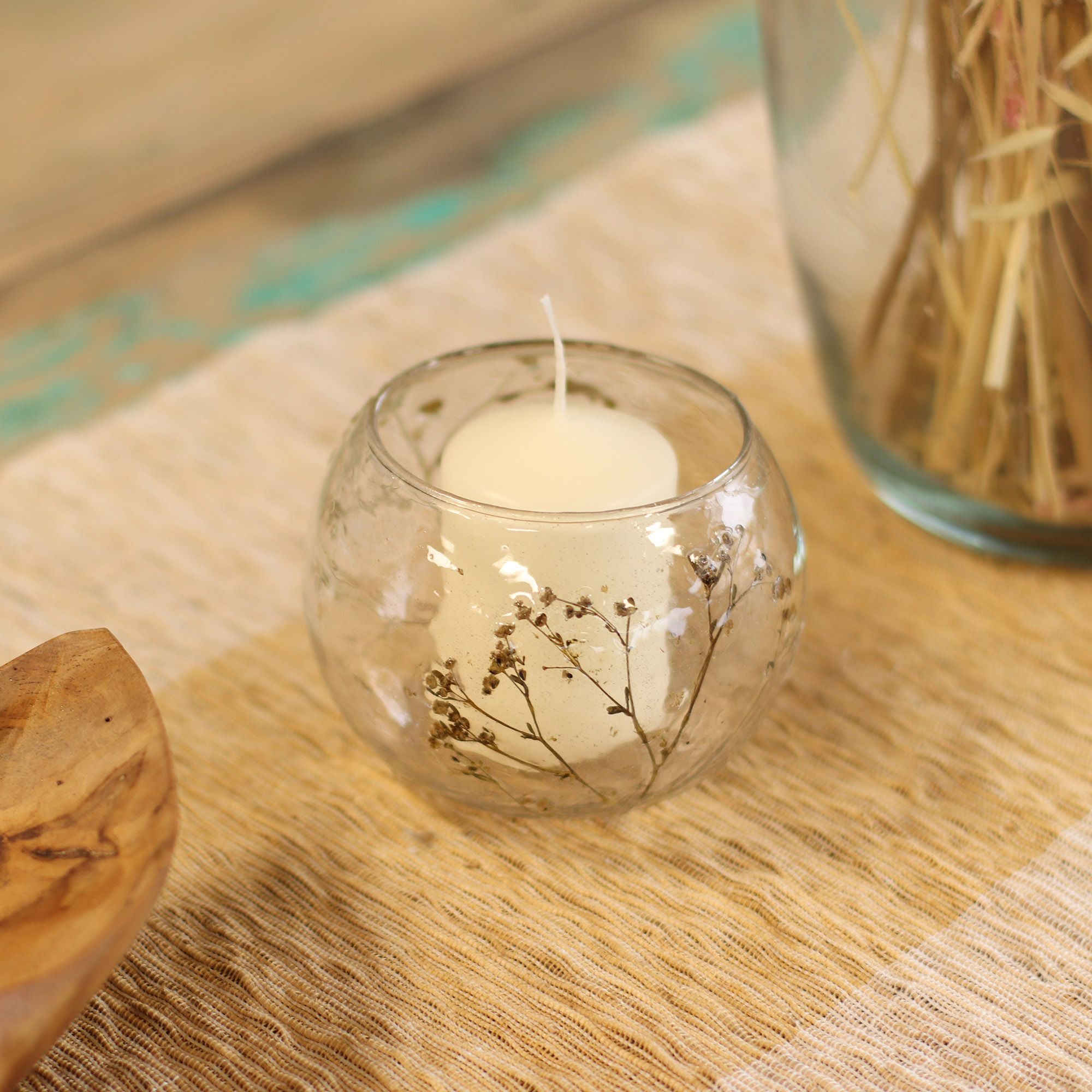Natural Floral Glass - Bowl Candle Holder - Margarita - (8x10cm) - Image 8