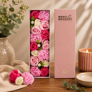 Baby Shower Soap Flower Gift Box – Pink Bouquet