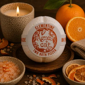 Clementine Luxury Bath Fizzer – Handmade Bath Bomb by Agnes + Cat