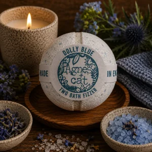 Dolly Blue Luxury Bath Fizzer – Handmade Bath Bomb by Agnes + Cat