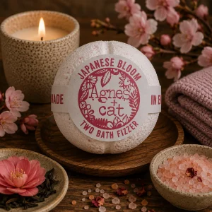 Japanese Bloom Luxury Bath Fizzer – Handmade Bath Bomb by Agnes + Cat