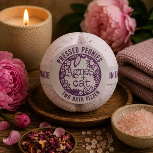 Pressed Peonies Luxury Bath Fizzer – Handmade Bath Bomb by Agnes + Cat