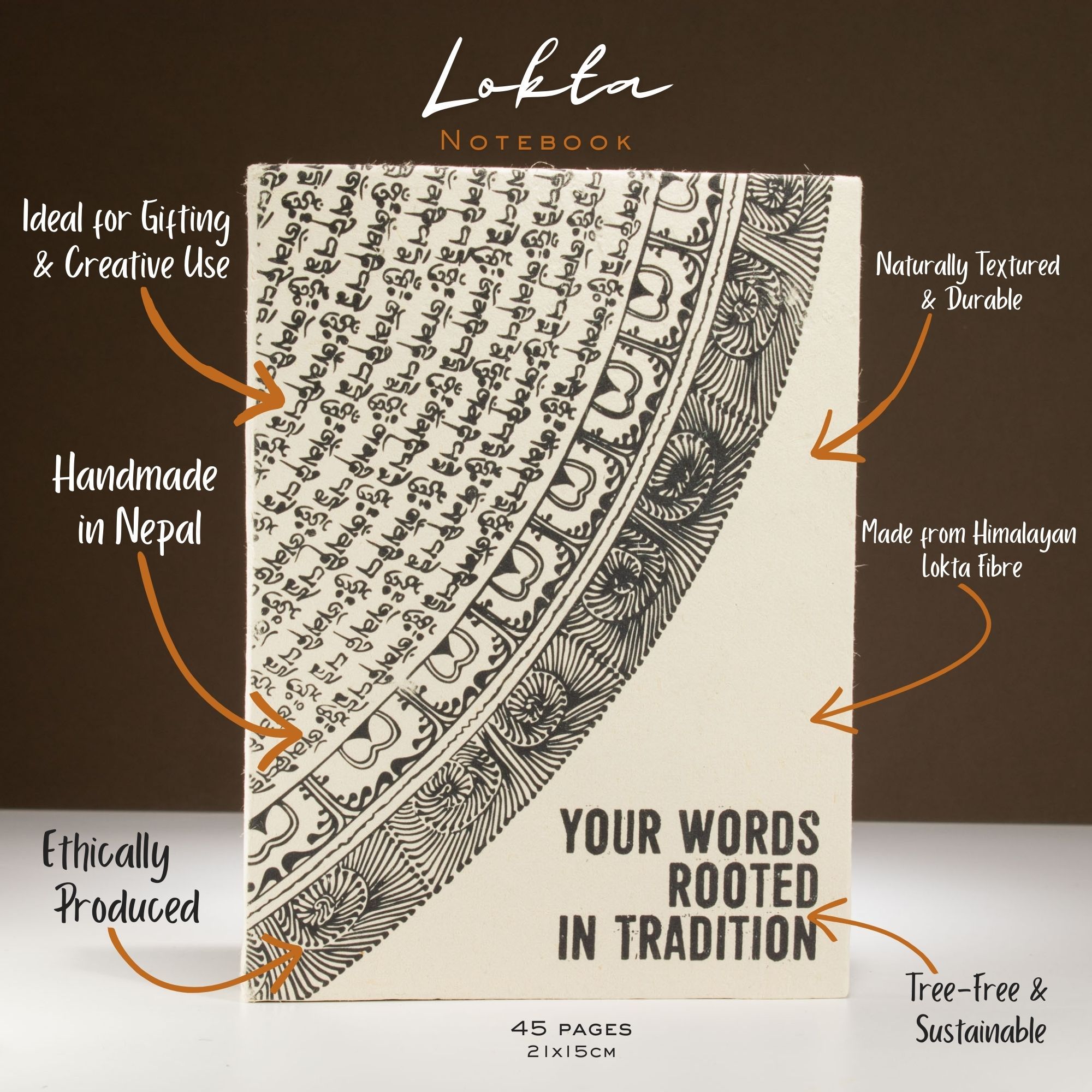 Handmade Lokta Paper Journal – Your Words Rooted in Tradition – Large, 21 × 15 cm – 45 Leaves - Image 2