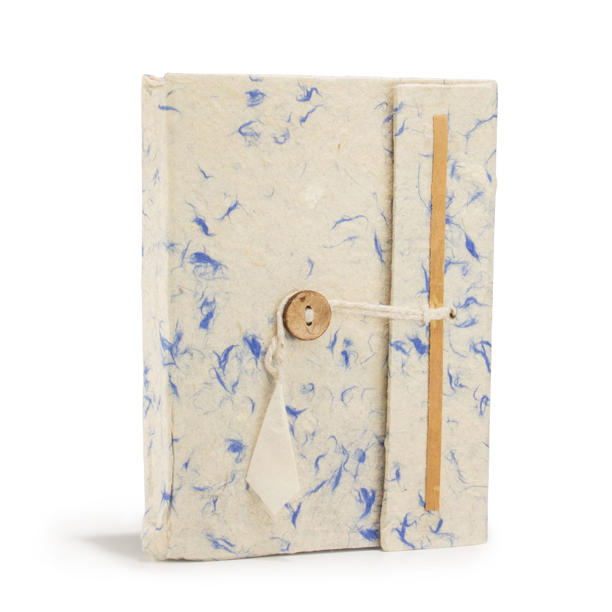 Handmade Lokta Paper Notebook – Mixed Blue Cotton – Medium, 15 × 12 cm – 45 Leaves - Image 2